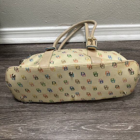 Dooney & Bourke Colorful AOP Monogram Mini Barrel Bag Zipper Strap - Picture 6 of 11